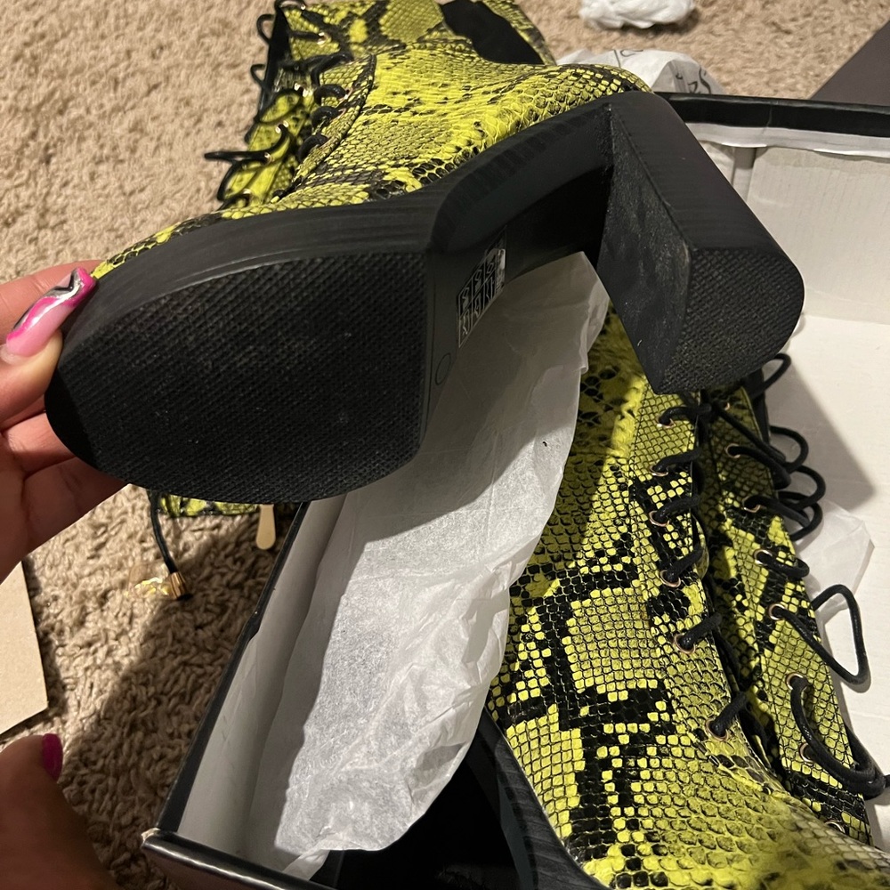 Dolls Kill Snakeskin Platform Lace Up Knee High